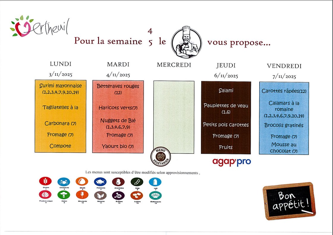 Ecole de Vertheuil - Repas cantine S38