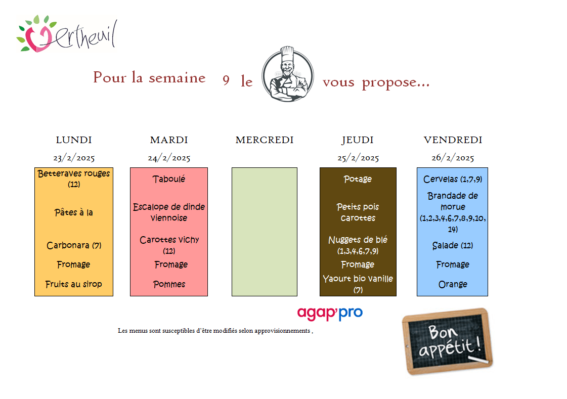 Ecole de Vertheuil - Repas cantine S38