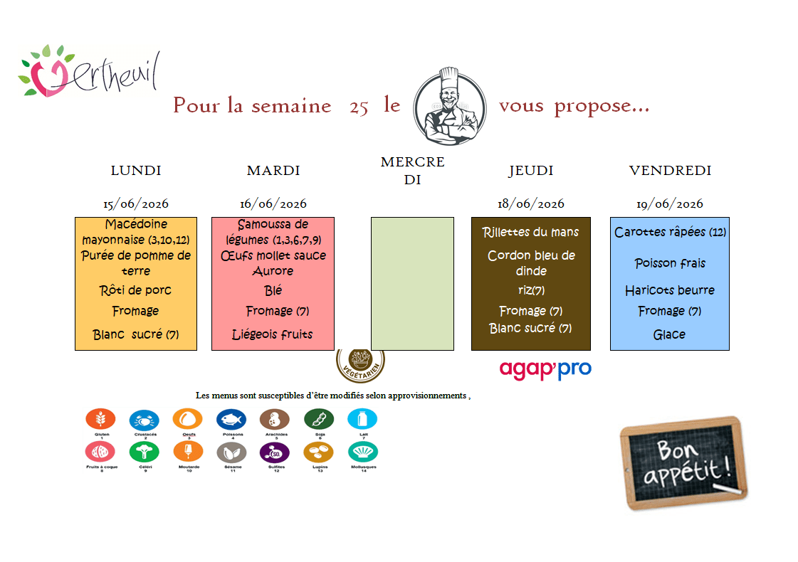 Ecole de Vertheuil - Repas cantine S38