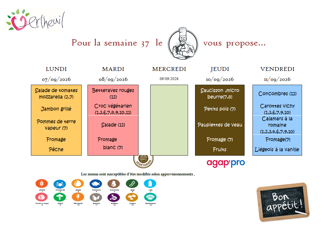 Ecole de Vertheuil - Repas cantine S38