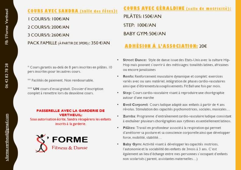 S'FORME TARIFS