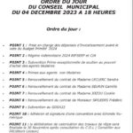 CONSEIL MUNICIPAL DU 04 DÉCEMBRE 2023 : ORDRE DU JOUR